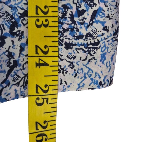 Rebecca Taylor Silk Blue Black Long Sleeve Blouse 6 Office Boho Chic Resortwear - Picture 11 of 12